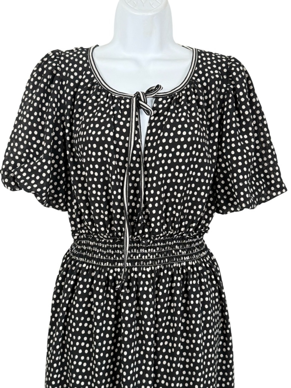 NWT Max Studio London Polka Dot Smocked Tiered Maxi Dress Size S - Picture 5 of 10